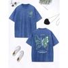 Personality Hollow Out Butterfly Prints Washed T-Shirts Women Cotton Oversized Tops Distressed T Shirt Summer Clothes
