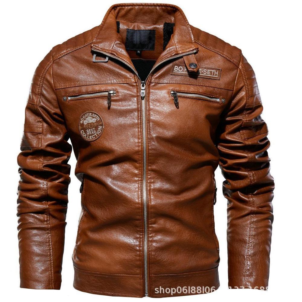 Men's Leather Jacket New Men's Pu Jacket Motorcycle Jacket Modern Tough Guy Plus Velvet Leather Jacket for Men