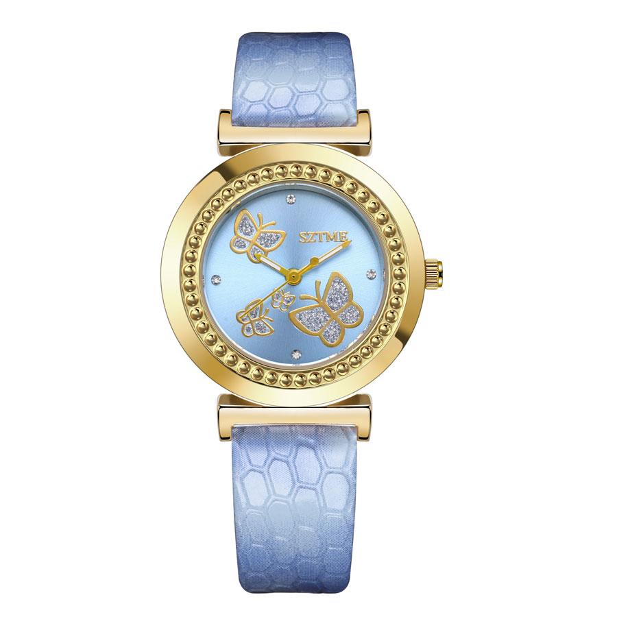 

Модные классические женские часы на поясе Butterfly Trendy New женские кварцевые часы небесно-голубой