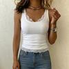 TIFICY Damenmode Casual Sommer Frühling Einfarbig Druck Ärmellos Quadrat Kragen Blusen & Hemden