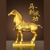 Pure Brass Tang Horse Figurine - Zodiac Success Mascot for Office & Home Decor.