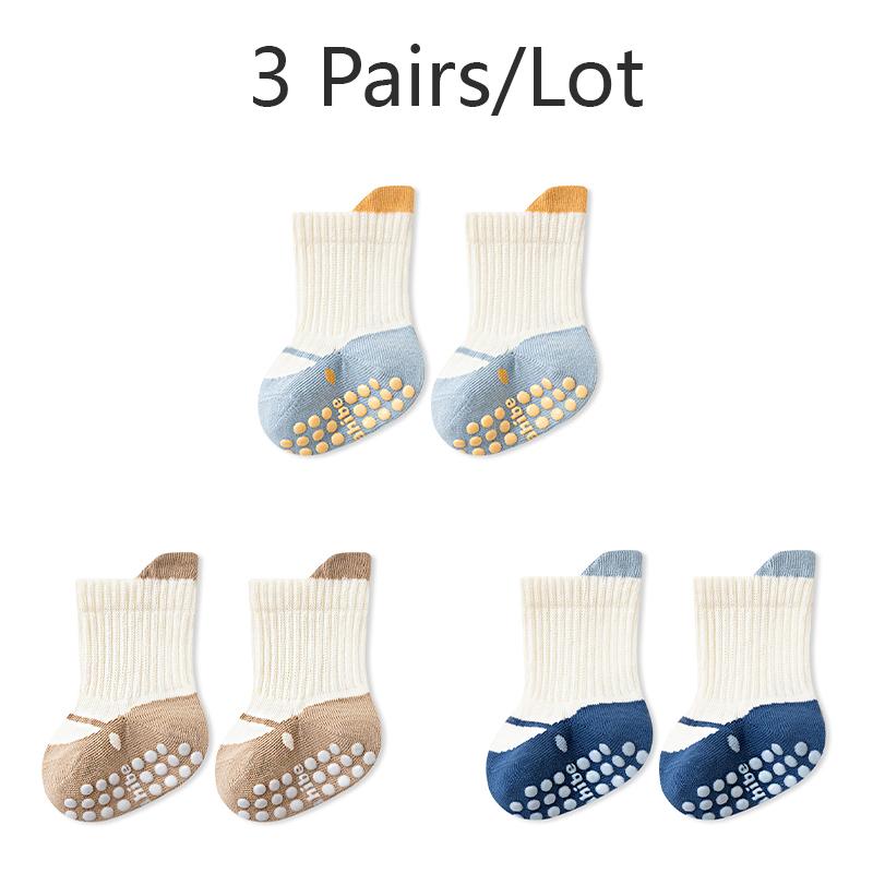 

3/6 Pairs Baby Floor Socks with Grips Breathable Cotton Non-Slip Socks for Toddlers 0-5 Years Y(3-5Y)