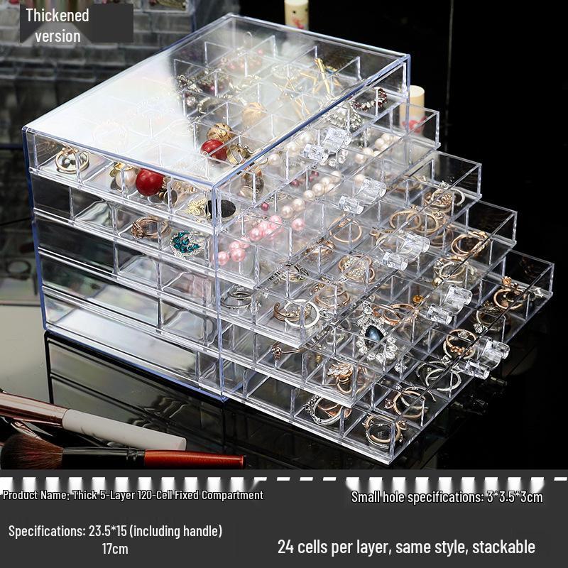 Clear 5-Layer Jewelry & Nail Art Organizer Box with 120 Compartments