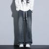 American retro trendy brand micro-pull jeans men's new trend loose wide-leg drape elastic waist pants