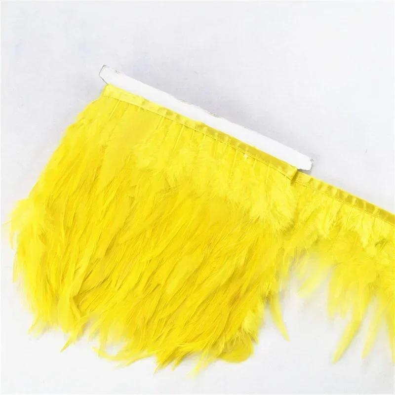 10Meters Saddle Pheasant Feathers Fringe for Clothes Ribbon Cock Feather Trim Flecos Tassel Needlework Decoration Sewing Decor