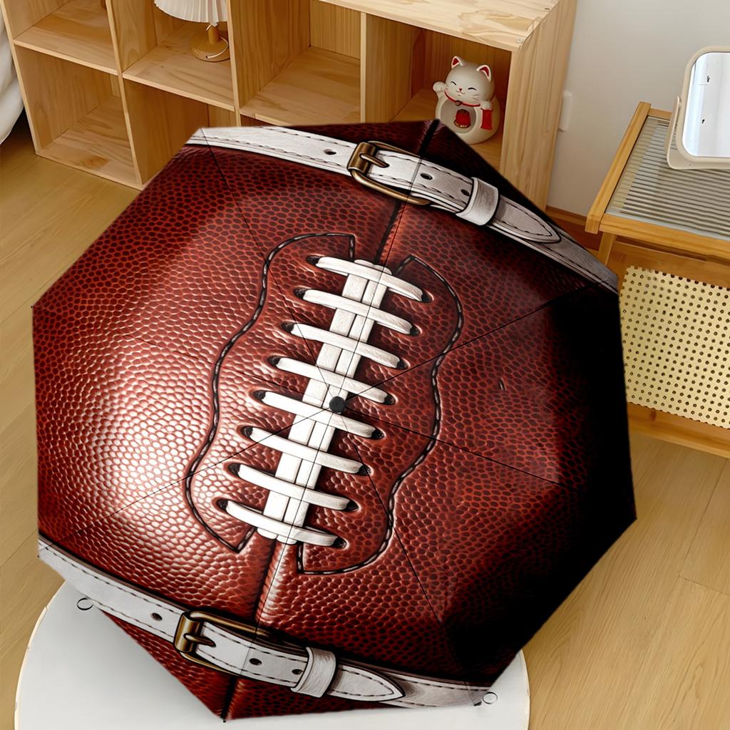 American Football Exploding On A Field With Smoke And Fire Automatic Umbrella With Folding Feature Compact Durable 8 Rib Design Foldable Design