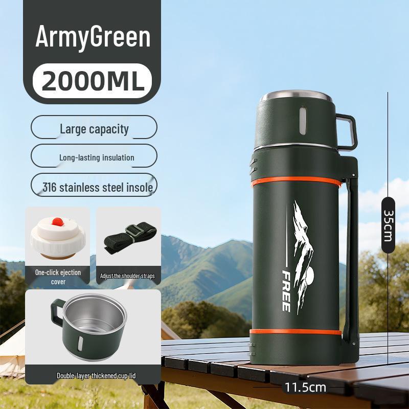 Large Capacity 316 Stainless Steel Insulated Thermos Flask with Portable Design for Outdoor and Travel Use