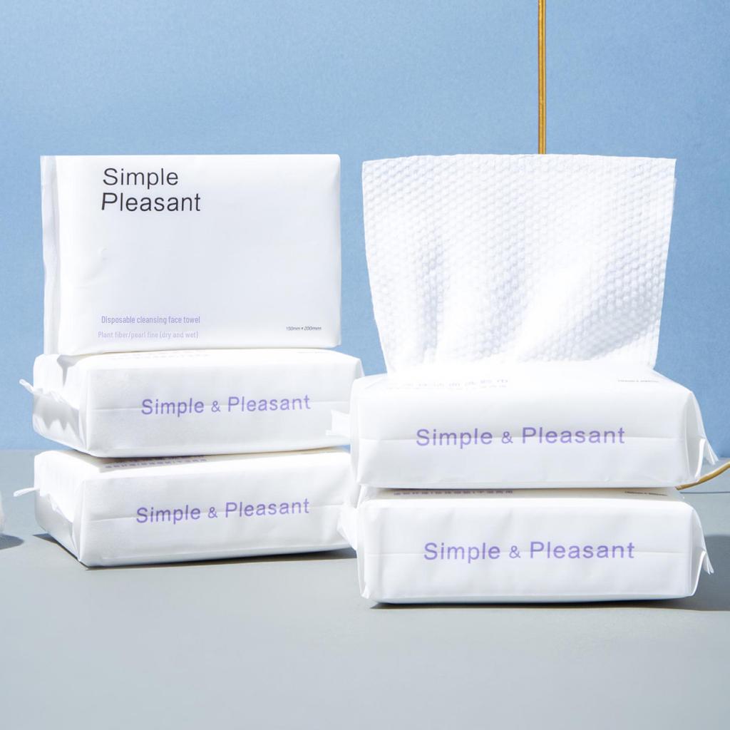 Thickened Disposable Face Towel: Soft Cotton Cleansing, Wet & Dry Dual-Use, English-Packaged.