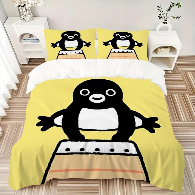 Cute Cartoon Penguin Print 3Pcs Bedding Set,Duvet Cover with 2 Bedro,Pillowcase Home Birthday Gift