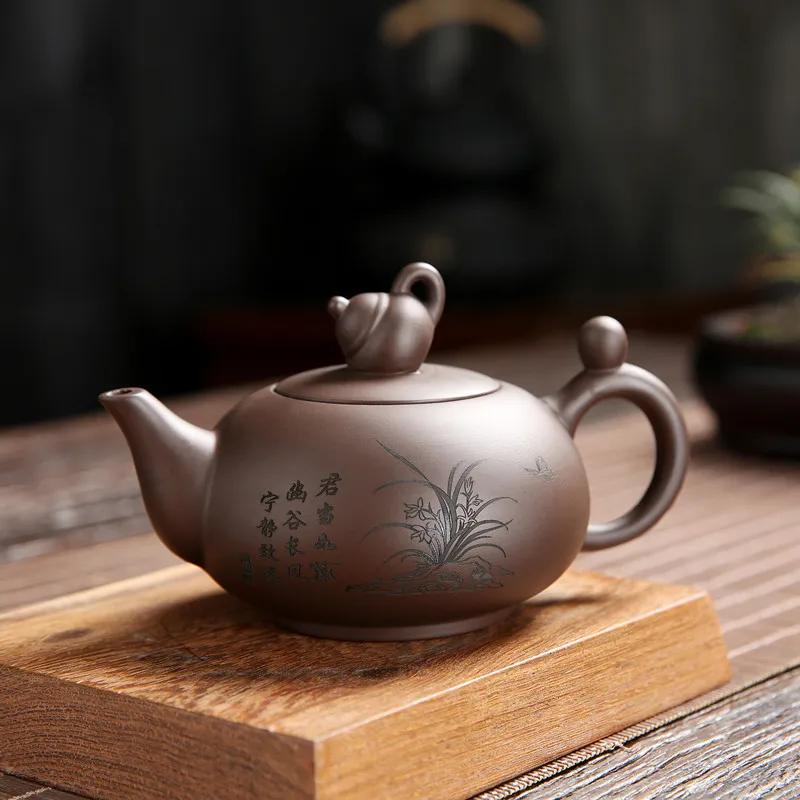 

1pc Handmade Tea Set Customized Authentic Yixing Tea Pot Purple Clay Xishi Filter Teapot Beauty Kettle Give Someone A Gift 180ml