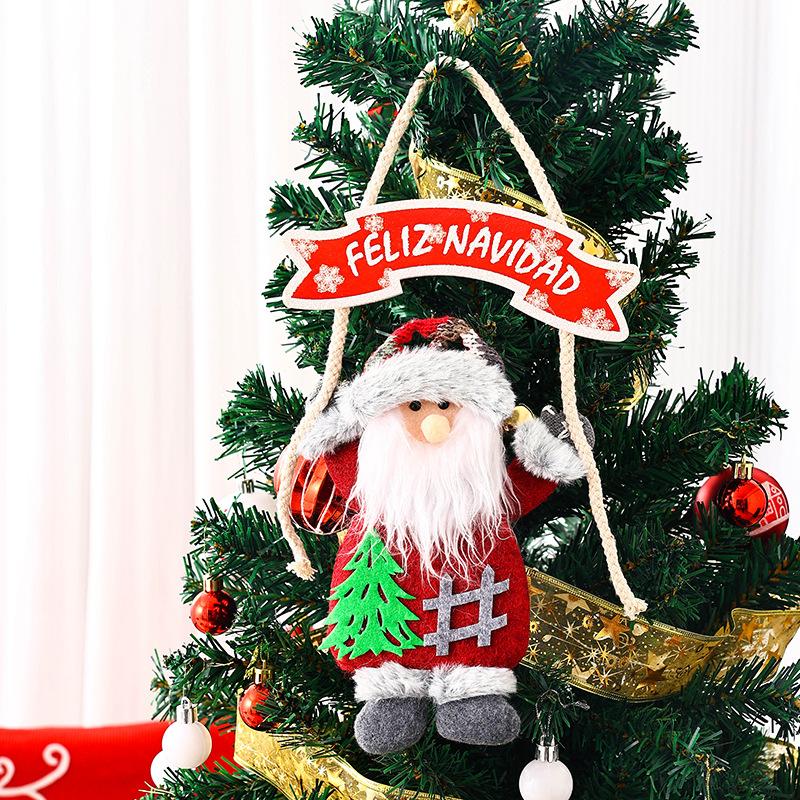 Christmas KT Board Fabric Hand-raising Doll Pendant Santa Claus Scene Layout Alphabet Tree Pendant
