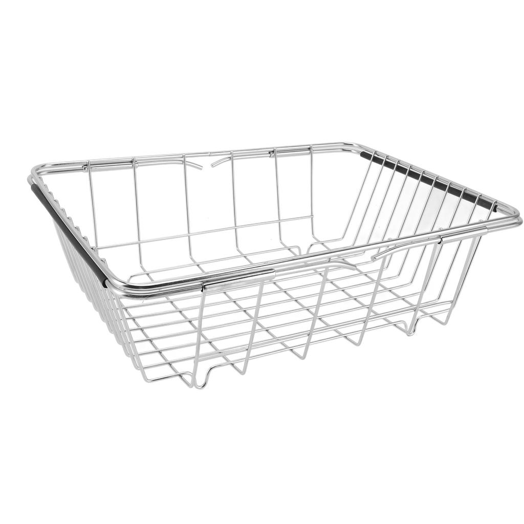 Freezer Organizer Bin Stainless Steel Expandable 20KG Load Bearing Freezer Storage Basket Flat Botto