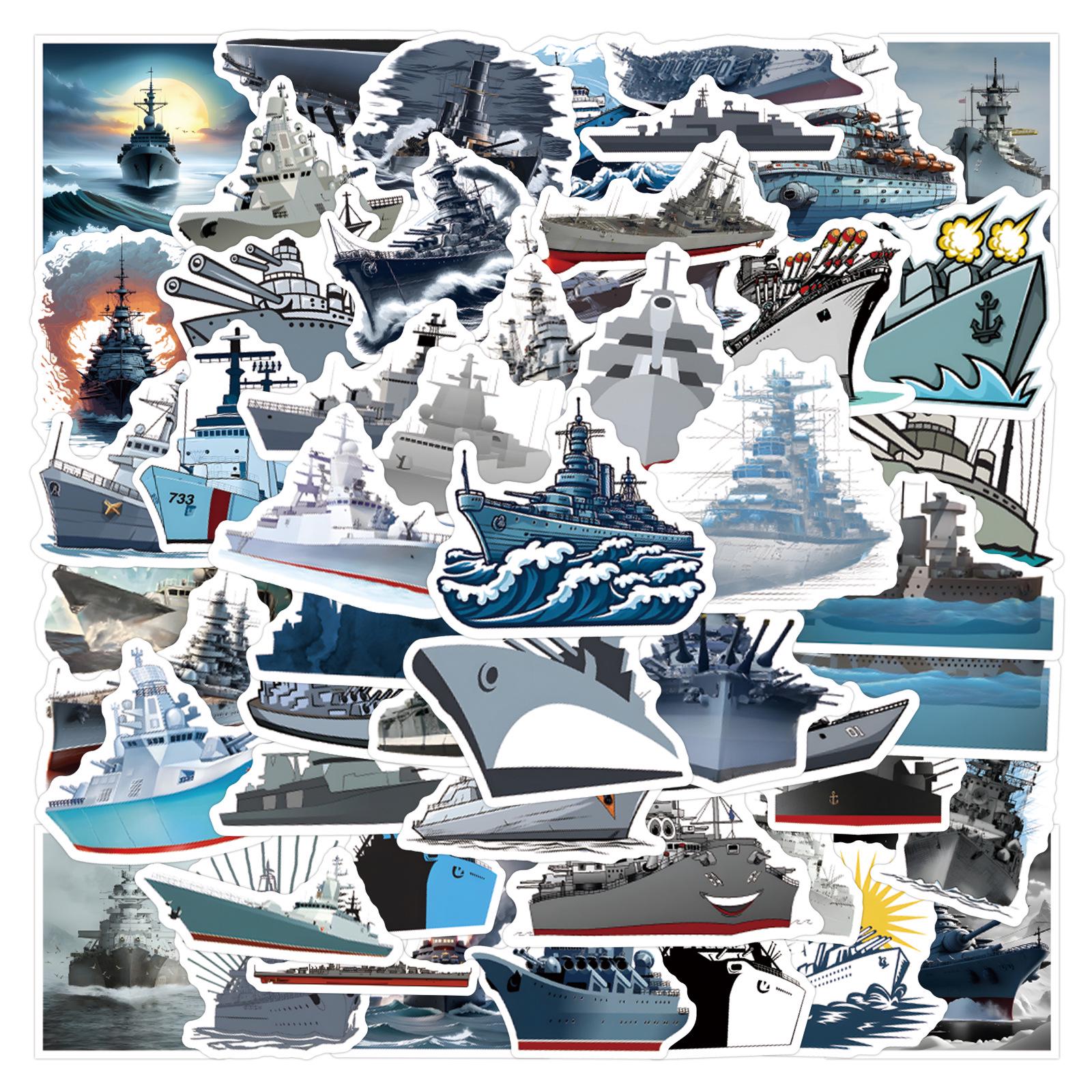 50 Cartoon Battleship Graffiti Stickers for Desk  Suitcase Decoration