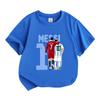 Kids Boys Girls Crew Neck Short Sleeve 100% Cotton T-Shirt, Football Superstar Pattern Casual Soft Comfortable Tee for Daily Sports Outdoor Wear