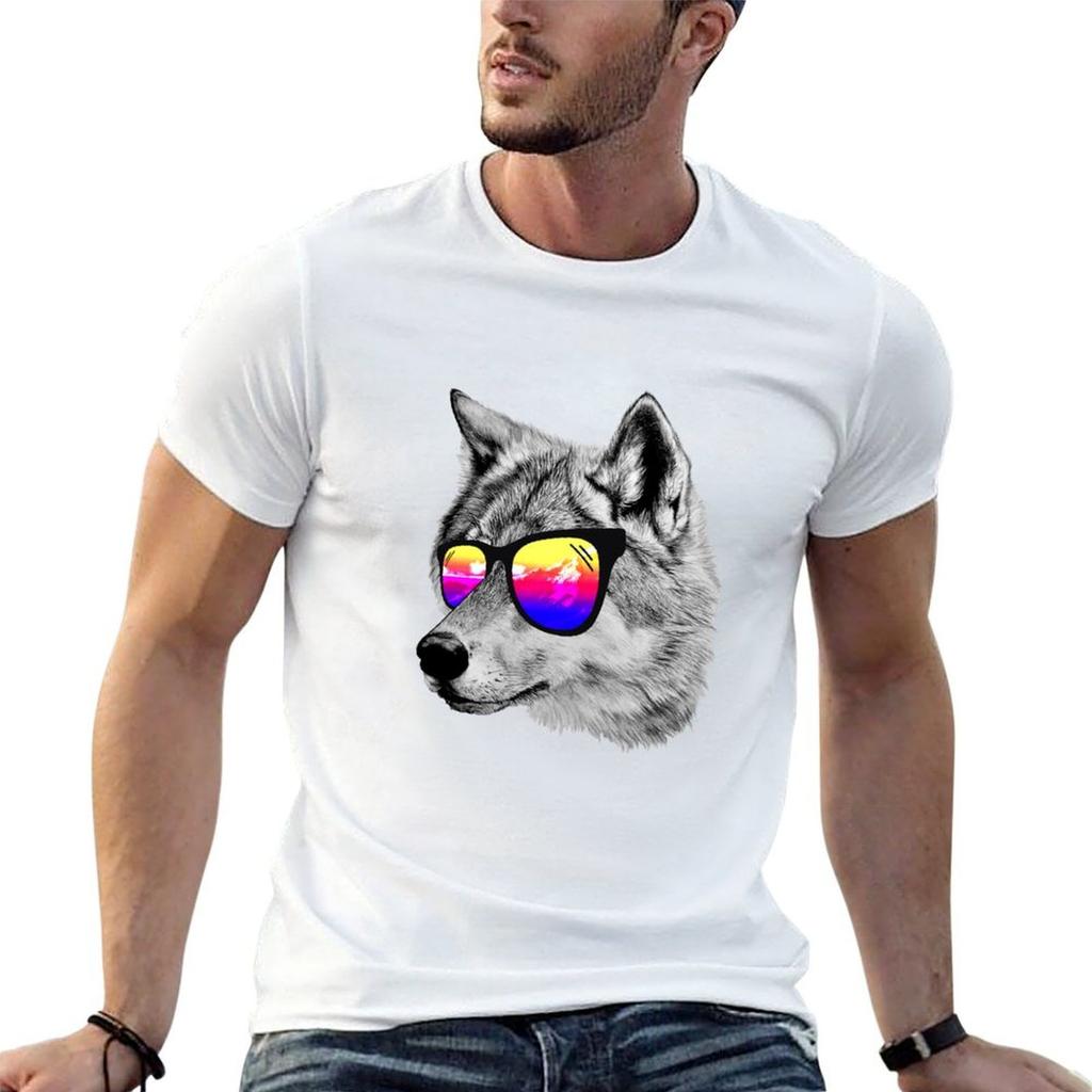 Cool Wolf T-Shirt Basic Solid Color Short Sleeve Cotton Top
