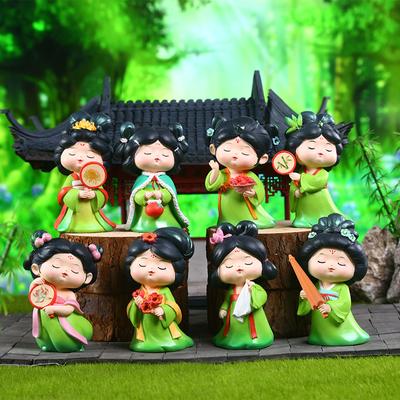 Tang Sarayı Gece Ziyafeti Ulusal Moda Antik Stil Büyük Tang Asla Uyumayan Şehir Sevimli Bebek Dekorasyonu Ev Ofis Masaüstü Küçük Dekorasyon