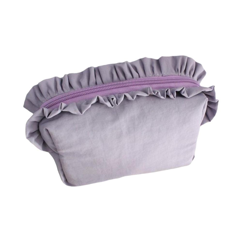 Solid Color Ruffle Makeup Bag Large Capacity Toiletry Organizer Creative Cosmetic Cases  Travel