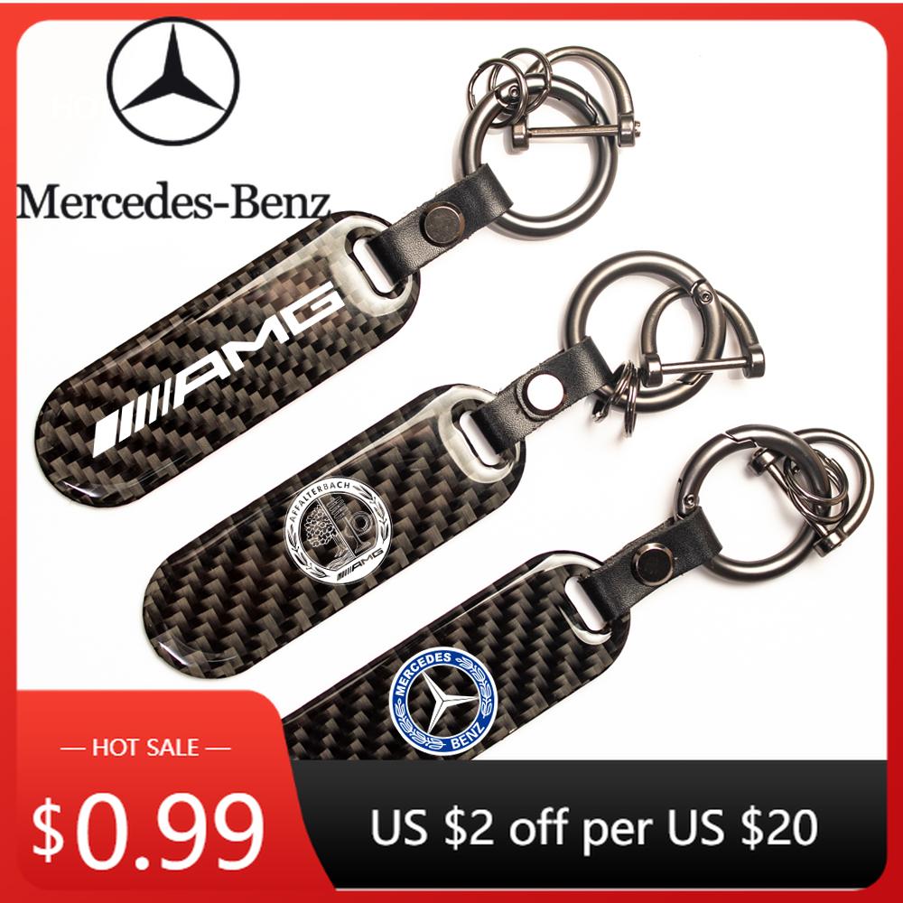 Car Sticker Carbon Fiber Key Chain Car Key High Grade Keyring Accessories For Mercedes Benz AMG W203 W206 W220 W205 W212 W201 W2