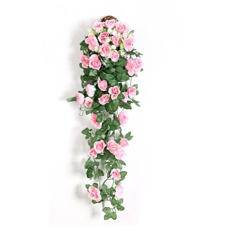 Home Decor Artificial Flower Hanging Flowers Rose Simulation Vine Wedding Garden Artificial Flower Rattan Plant Vine Wall Roses