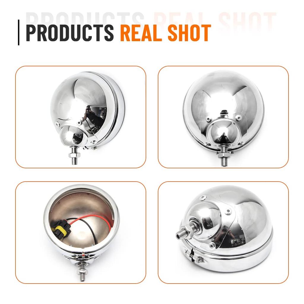 VOSICKY Harley Davidson Motorcycle Car Universal Refurbishment 4.5 Inch LED Fog Light Shell Auxiliary Light Shell Set of 2 (Silver)