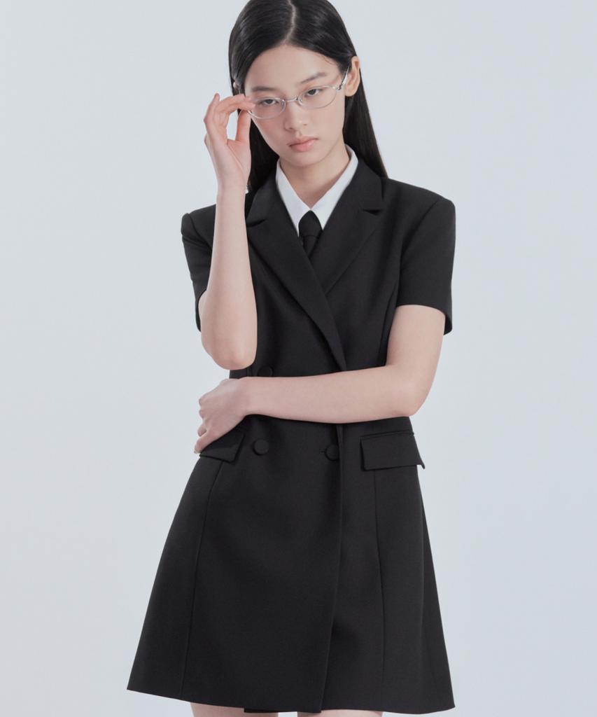 Mausolleum [Select Length] Jenn Half-Sleeve Suit Jacket Dress - Black
