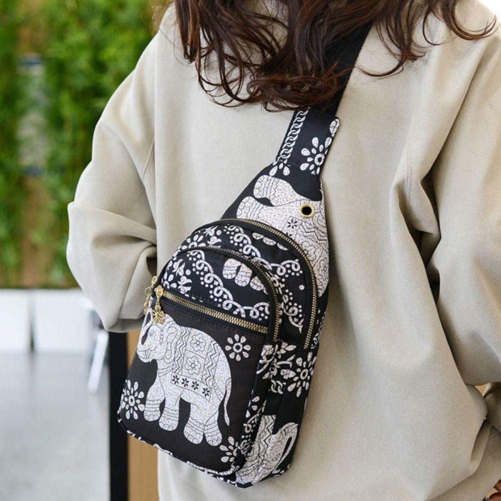 

Large Capcity Crossbody Bag Korean Style Sport Fanny Packs Ethnic Style Chest Bag Shopping чорний