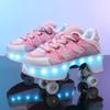 Kids Roller Roller Shoes 4-wheel Deformation Shoes Roller Skates Adult Rechargeable LuminousSkating Shoes