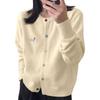 Women's Colorful Buttons Unique Design Dachshund Embroidered Round Neck Versatile Cardigan Knitted