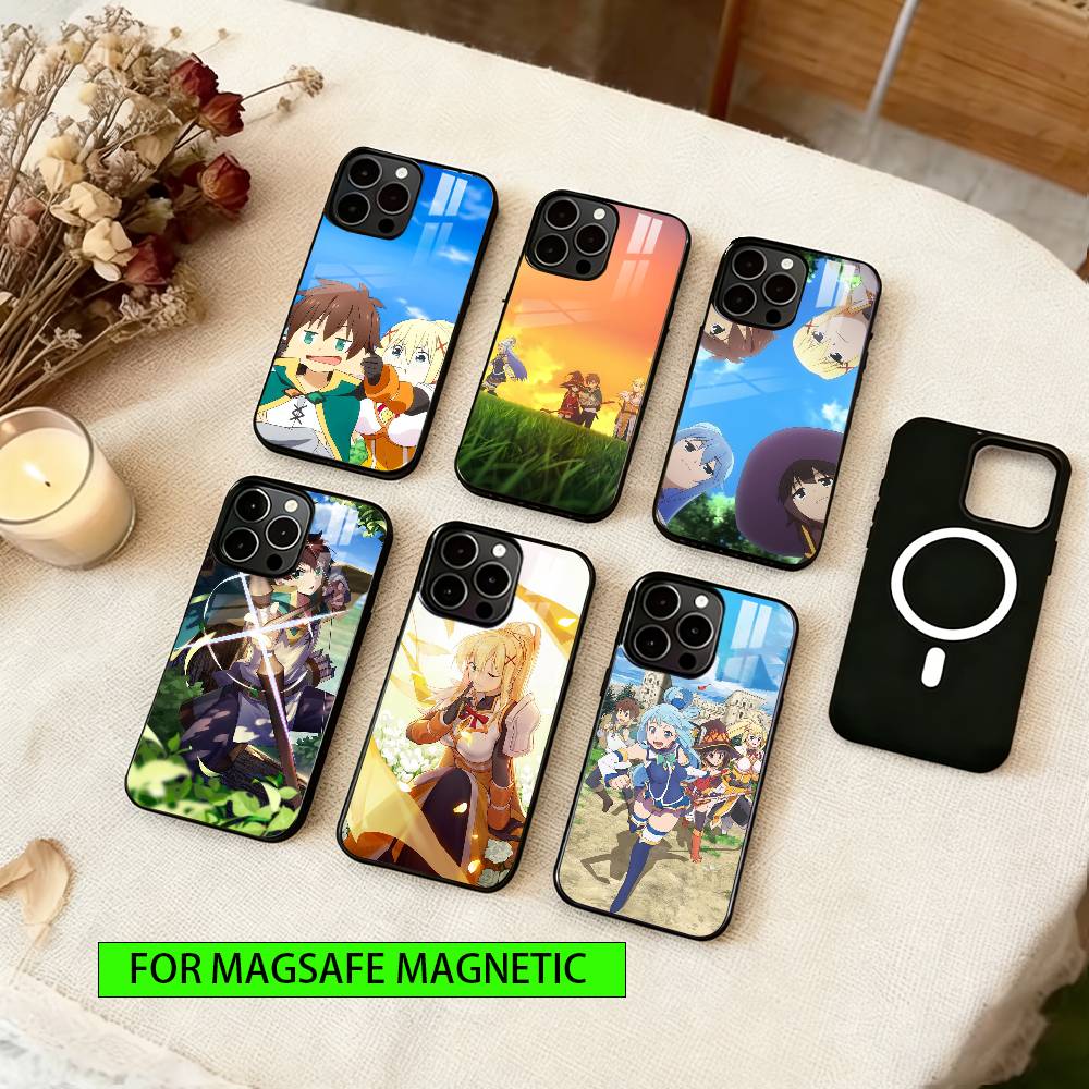 Konosuba Phone Case For iPhone17,16,15,14,13,12,11 Plus,Pro Magnetic with Magsafe Wireless Charging