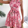 Women Summer Holiday Dress Ladies Boho Beach Loose Floral Ruffles Short Sun Dresses