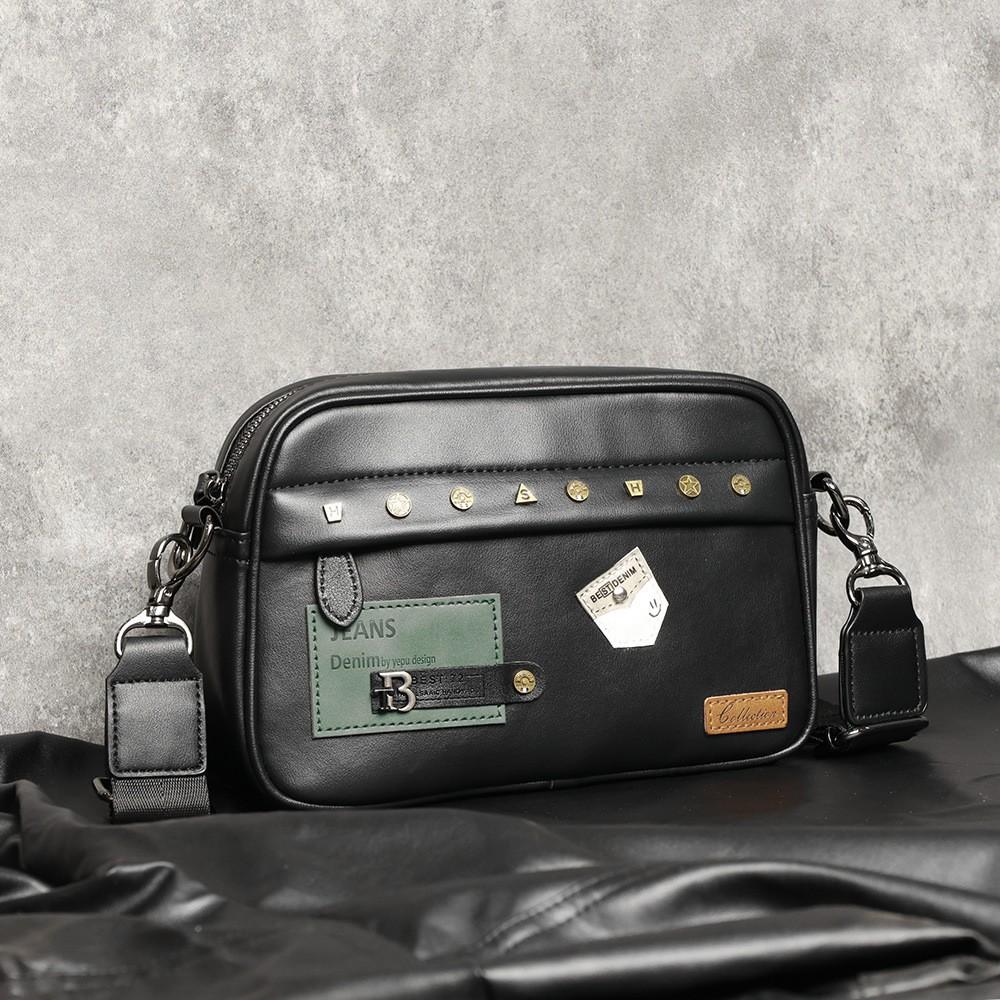 

TS JYL laptop bag,Trendy Fashion Rivet Men s Square Bag Street Trendy Crossbody Small Bag Couple Style 24*7*16cm чёрный