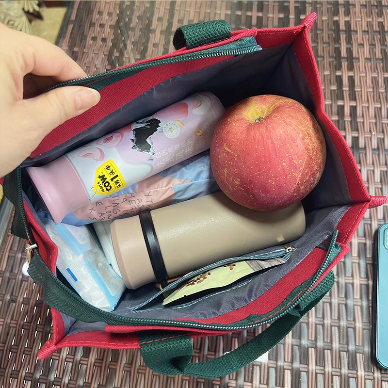 Cute Bear Canvas Lunch Tote - Large Capacity Bento Bag for Students & Moms