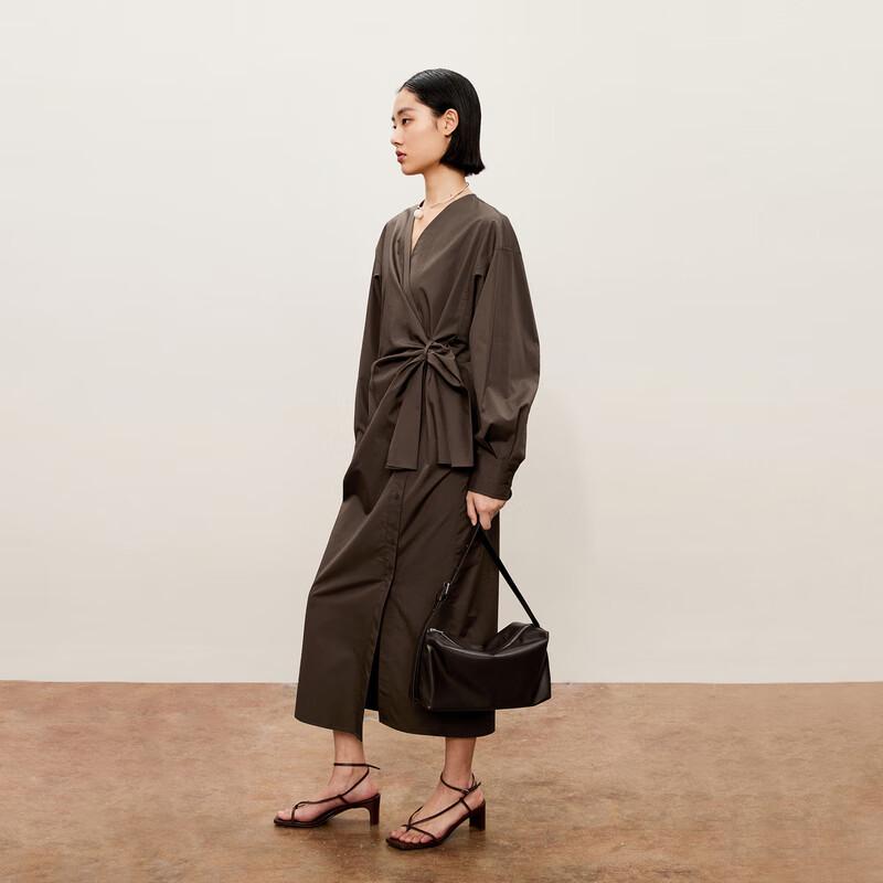 

LESS 2024 Autumn Cotton V-Neck Long-Sleeve Straight Dress S