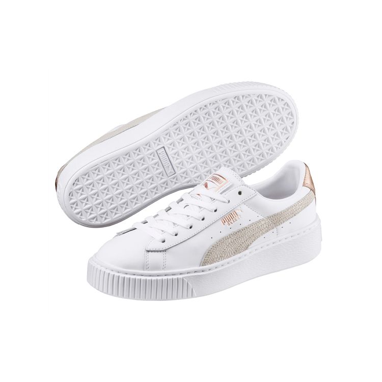 Puma Basket Platform Euphoria Synthetic Leather Low-Top Sneakers Women Sneakers White 366814-02