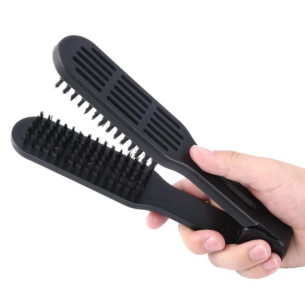 Double Brush Comb,Hair Straightening Brush Double Sided Hair Straightening Comb Heat Resistant Hair Straightening Brush With Handle