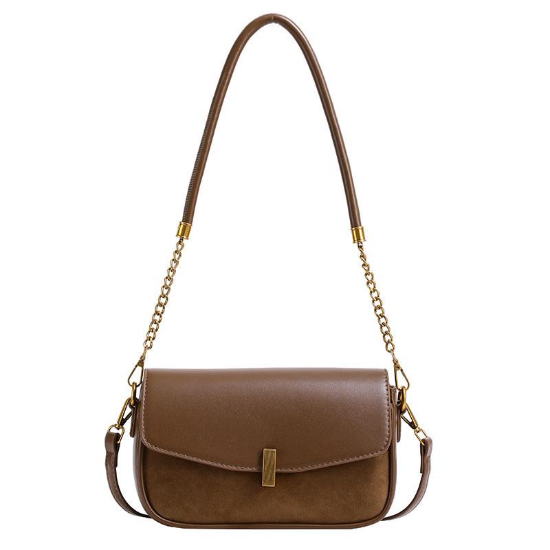 Мелад Винтажная Маленькая Сумка на Плечо для Женщин 2023 Новая Высококлассная Городская Минималистичная Сумка через Плечо коричневый