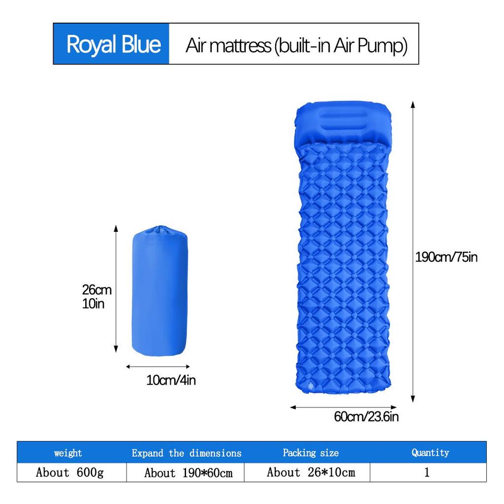 Ultralight Portable TPU Inflatable Camping Pad - Moisture-Proof, Single/Double, Foot-Press Design