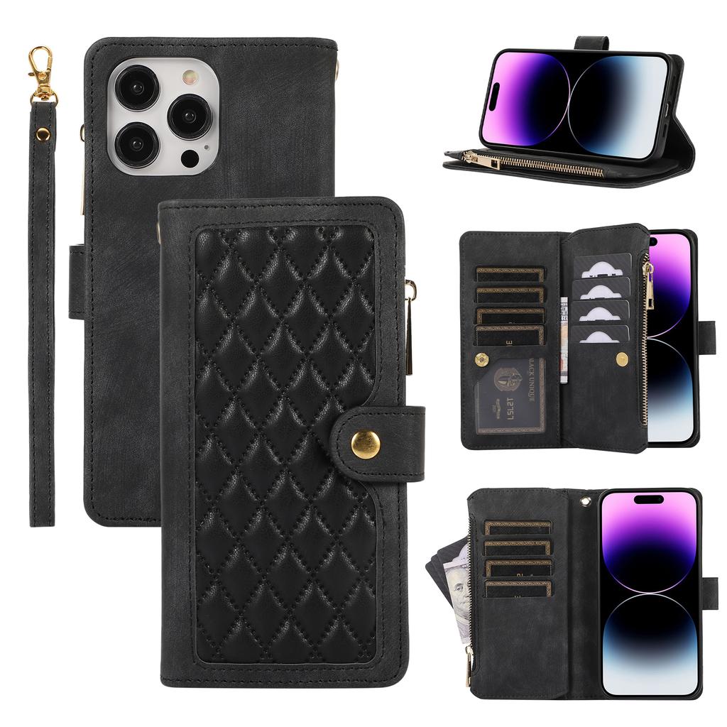 Zipper Leather Wallet Card Solt Case For iPhone 14 15 Pro Max 13 12 Mini 11 X XS XR 6 6s 7 8 Plus SE2022 Bags Book Purse Cover