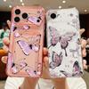 Purple Butterfly Pattern Clear Phone Case For iPhone 17 16 15 14 13 Pro Max 17 Pro Air 17e 16e 11 Shockproof Soft Card Bag Cover