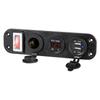 Car USB Socket Panel with Dual USB Charger Voltmeter and Power Outlet Waterproof for Vehicle Marine RV Digital Devices