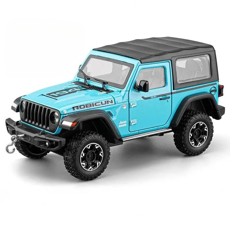 

1/24 Jeep Wrangler Rubicon Позашляховик для бездоріжжя Модель автомобіля зі сплаву, лита під тиском Зовнішній бутік Класичні Декоративні Прикраси Подарунки з Другом синій