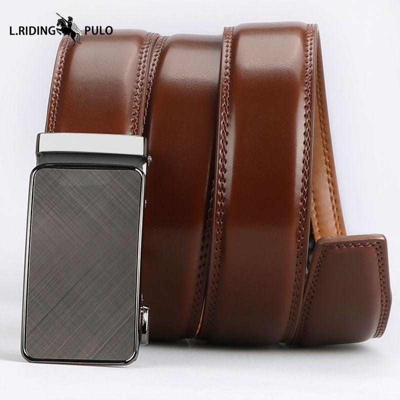 Business Automatic Buckle Korean Style Trendy Belt Men's Genuine Leather Belt Cowhide High-grade Belt