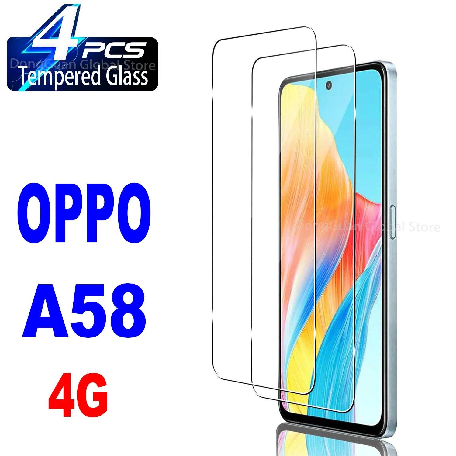 

4 шт. закаленное стекло для OPPO A58 4G защитная пленка для экрана