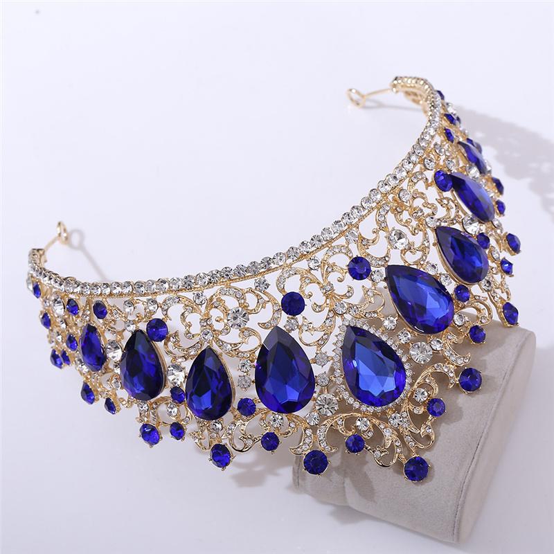 Baroque Royal Queen Gorgeous Crystal Tiaras and Crowns Bride Headdress Bridal Diadem Princess Wedding Crown Jewelry Ornaments