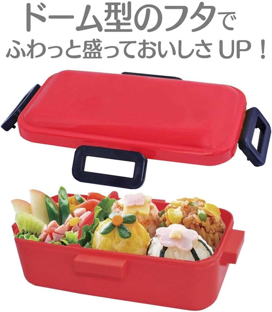 Skater Bento Single Made In for with Locking for Dishwasher and Microwave Cherry Red Box, 530ml, Tier, Japan, Women, 4-Point Leak-Resistant Storage,