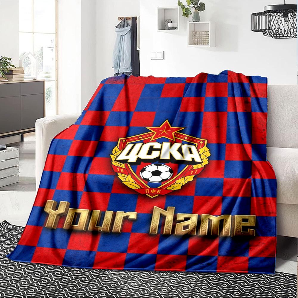 Name Custom PFC CSKA Moscow Print Flannel Blanket High Quality Warm Comfortable Cover for All Seasons Perfect for Gifts Home Decor