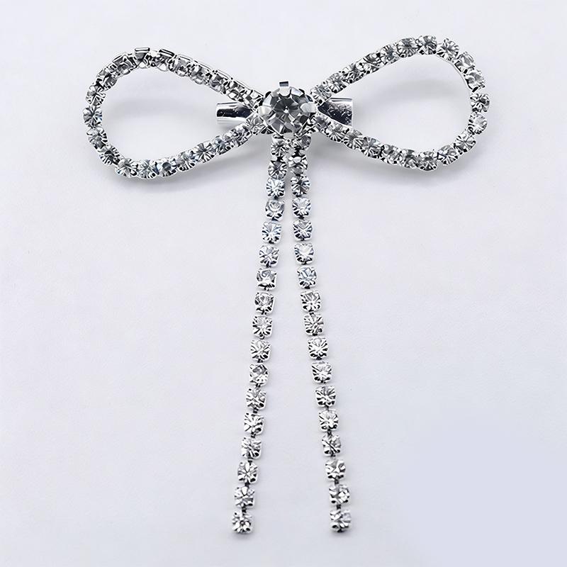 Crystal Bowknot Brooch Charming Women Lapel Pin Gorgeous Rhinestone Sweater Suit Accessory for Special Gatherings