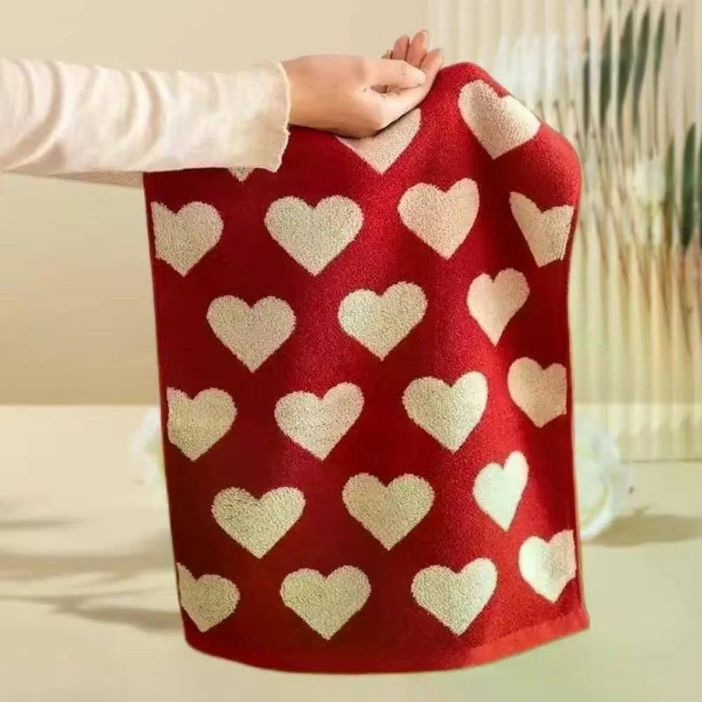 Heart Wedding Red Towel Red Color Absorbent Material Bath Face Towel Cotton Fabric 34*74 Cm Valentine's Day Gift