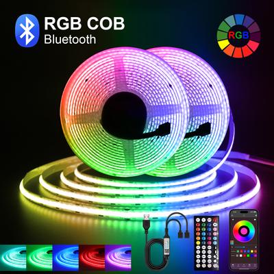 5V USB RGB COB LED Strip Bluetooth APP Control 576Leds/M High Bright Dotless Home Decor Led Tape Diode Flexible Ribbon Rope