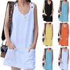 Sexy Women V Neck Sleeveless Pocket Blouse Shirt  Evening Party Beach Mini Dress